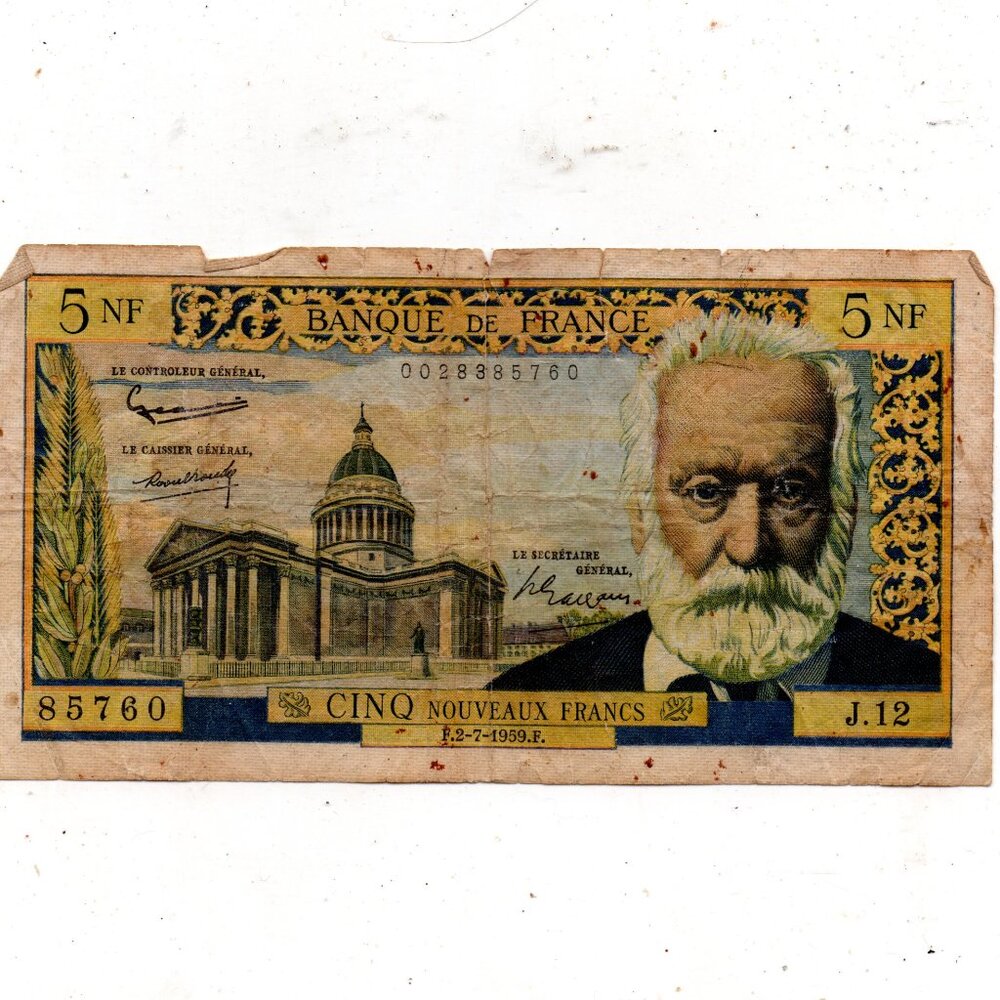 1959 BANQUE DE FRANCE 5 NF NEW FRANCS ~RARE~